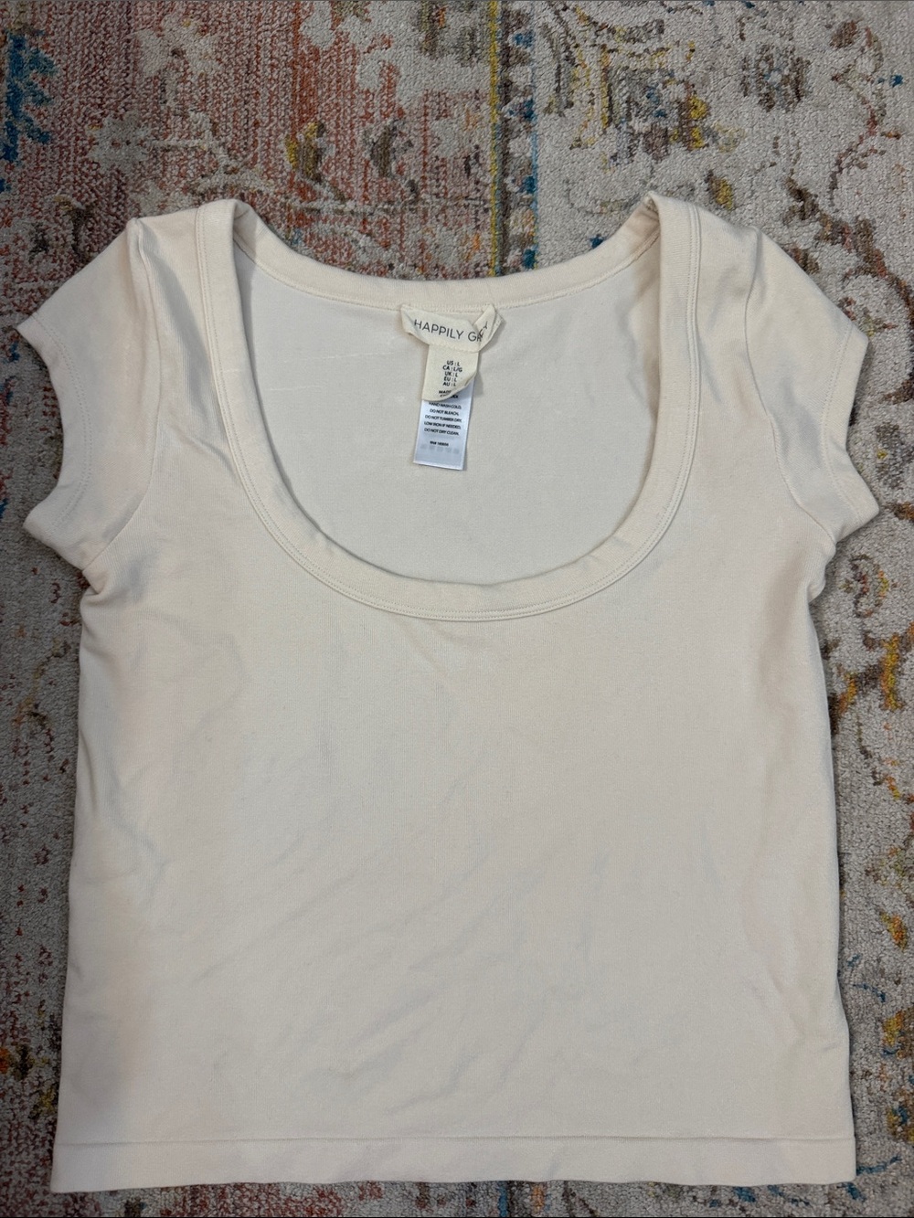 Happily Grey Cream Scoop Neck Women's Baby Tee